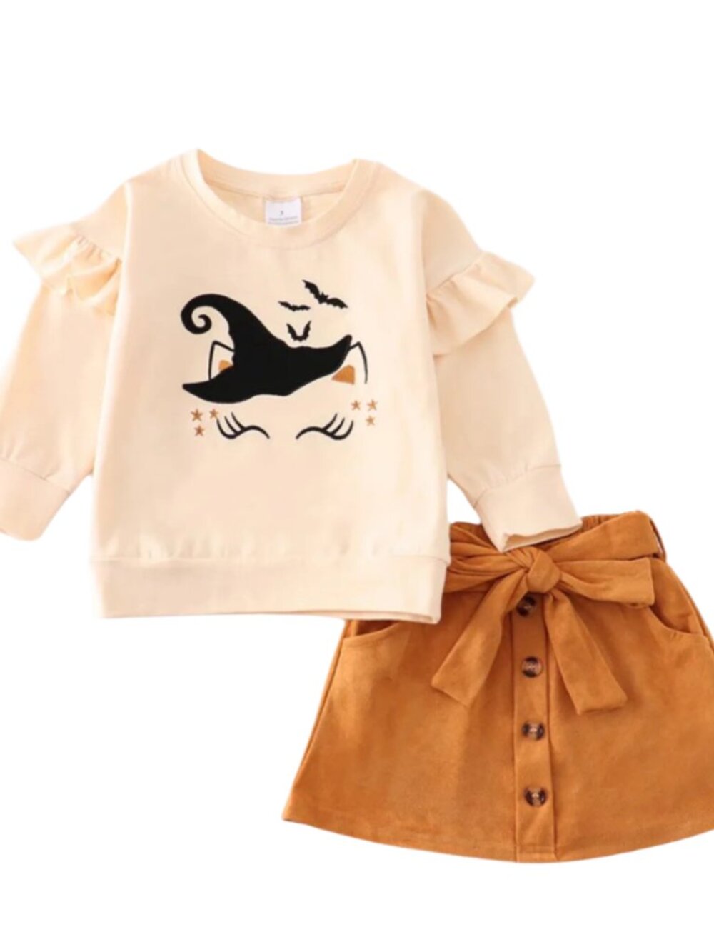 Toddler Girl Halloween Cat Skirt Set Fall Outfit New